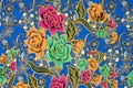 The sarong pattern of females is a beautiful and colorful art in Malaysian, Indonesian, and Thailand. Sarong texture art flowers