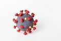 SARS-CoV-2 coronavirus close-up on white Royalty Free Stock Photo