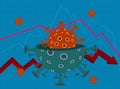 SARS-CoV-2 Coronavirus Variant Omicron with up and down graphic