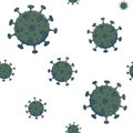 SARS-CoV-2 seamless pattern with irregular and asymmetric elements distribution.