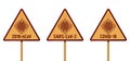 SARS-CoV-2 virus. Set of triangular warning signs