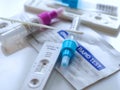 Group of Corona or Covid-19 rapid tests for home testing Royalty Free Stock Photo