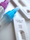 Group of Corona or Covid-19 rapid tests for home testing Royalty Free Stock Photo