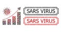 Sars Virus Grunge Seal Stamps with Notches and Coronavirus Growing Trend Mosaic of Covid Icons