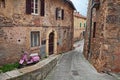 Sarteano, Siena, Tuscany, Italy: ancient alley with a pink Vespa scooter