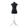 Sartorial mannequins in black are isolated on a white background. Mannequins form the body of a woman. Silhouette of a person in