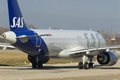 SAS Airbus A320NEO at Geneva Royalty Free Stock Photo