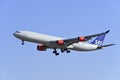 SAS Airbus A340-313X, LN-RKF landing in Beijing, China