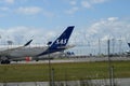 SAS airliens paked in Copenahg4 airport due to corona virus