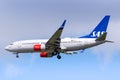 SAS Boeing 737 airplane at Paris Charles de Gaulle Royalty Free Stock Photo