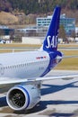 SAS Scandinavian Airlines airplane at Innsbruck Airport, INN