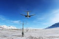 SAS - Scandinavian Airlines Boeing 737-800 LN-RRE landing at Svalbard airport. Royalty Free Stock Photo