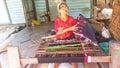 Sasak Woman Make Woven Fabric
