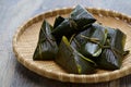 Sasamaki, glutinous rice dumplings wrapped in bamboo leaves, Japanese local confection