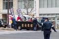 Sasebo, Japan - 07JAN2018: Japanese police directing traffic during coming of age day in Japan. Royalty Free Stock Photo