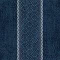 Sashiko indigo dye pattern with traditional white Japanese embroidery