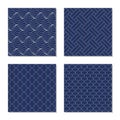 Sashiko motifs. Set of seamless abstract textures.