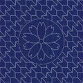 Sashiko pattern. Blooming sakura flower. Seamless. Royalty Free Stock Photo