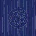 Sashiko pattern. Blooming sakura flower. Seamless. Royalty Free Stock Photo