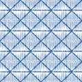 Sashiko seamless indigo dye pattern with traditional white Japanese embroidery