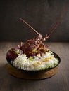 Sashimi Australian Lobster served in a dish side view on dark background Royalty Free Stock Photo