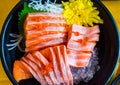 Sashimi bowl set or raw salmon sliced fish sashimi with salmon egg,Japanese food Royalty Free Stock Photo