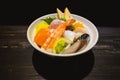 Sashimi Don, Danburi or Japanese rice bowl. Royalty Free Stock Photo