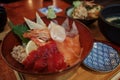 Sashimi Don, Danburi or Japanese rice bowl. Royalty Free Stock Photo