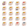 Sashimi emoji vector set. Emoji sushi with faces icons Royalty Free Stock Photo