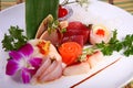 Sashimi including fresh Salmon, tuna, whitetail