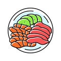sashimi japanese food color icon vector illustration