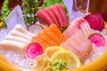 Sashimi platter over ice decoration