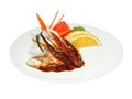 Sashimi set with eel on white round plate Royalty Free Stock Photo