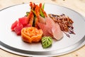 Sashimi on the silver tray Royalty Free Stock Photo