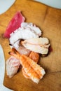 Sashimi on a wooden plate Royalty Free Stock Photo