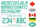 Saskatchewan car license plate pattern, Canada, illustration Royalty Free Stock Photo