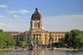 Saskatchewan Provincial Legislative Building in Evening Light from Lake Wascana, Regina, Canada Royalty Free Stock Photo