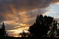 Saskatchewan skies blazing late summer sunset Royalty Free Stock Photo