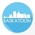 Saskatoon Canada America Round Icon Vector Art Flat Shadow Design Skyline City Silhouette Template Logo