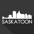 Saskatoon Canada North America Icon Vector Art Flat Shadow Design Skyline City Silhouette Black Background