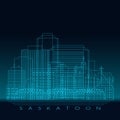 Saskatoon skyline, detailed silhouette.