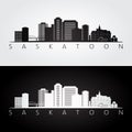 Saskatoon skyline and landmarks silhouette Royalty Free Stock Photo