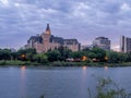 Saskatoon skyline at night Royalty Free Stock Photo