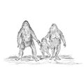 Sasquatch family isolated on white Royalty Free Stock Photo