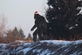 Big Foot Wearing Santa`s Red and White Stocking Cap