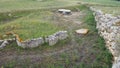 Sassari, Sardinia in Italy, May 18 2023. Remains of ancient settlements in Monte d' Accoddi.