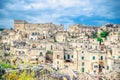 Sassi di Matera panoramic view of historical centre Sasso Caveoso of old ancient town with rock cave houses