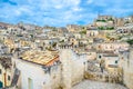 Sassi di Matera panoramic view of historical centre Sasso Caveoso of old ancient town with rock cave houses