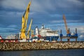 Sassnitz-Mukran, MV / Germany - 09-06-2020: ussion laying ship Royalty Free Stock Photo