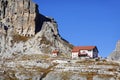 Sasso di Sesto and Rifugio Antonio Locatelli, in Dolomites.